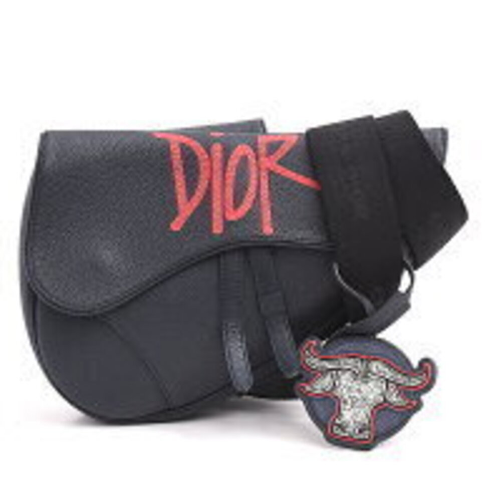 Christian Dior Saddle Bag Shoulder Shawn Stssy Collaboration Leather Black